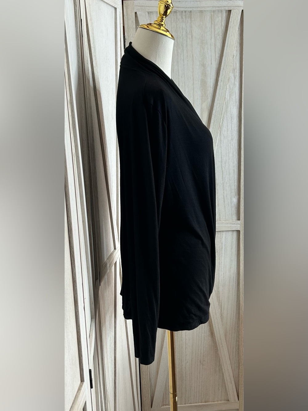 Christian Siriano Black Draped Long-Sleeve Wrap Top Minimalist SzM Day to Night - Picture 4 of 9